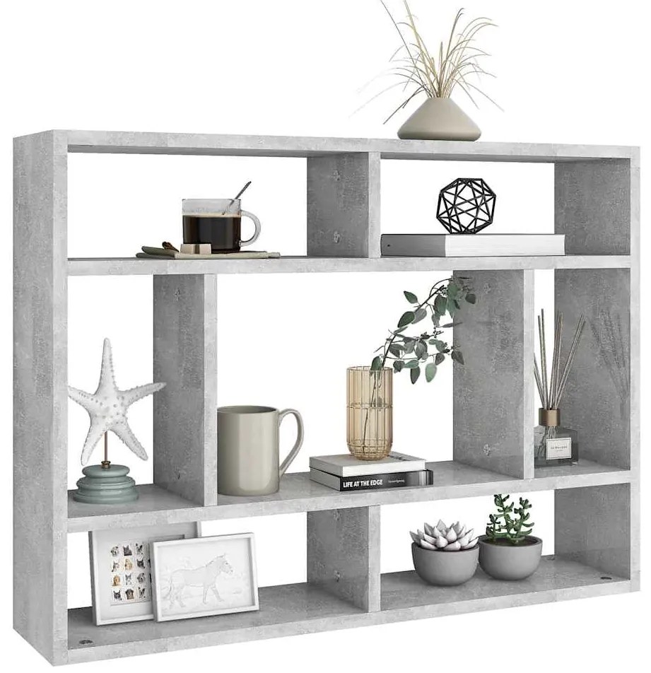 vidaXL Ραφιέρα Τοίχου Γκρι Σκυροδέματος 75x16x55 εκ. από Επεξ. Ξύλο
