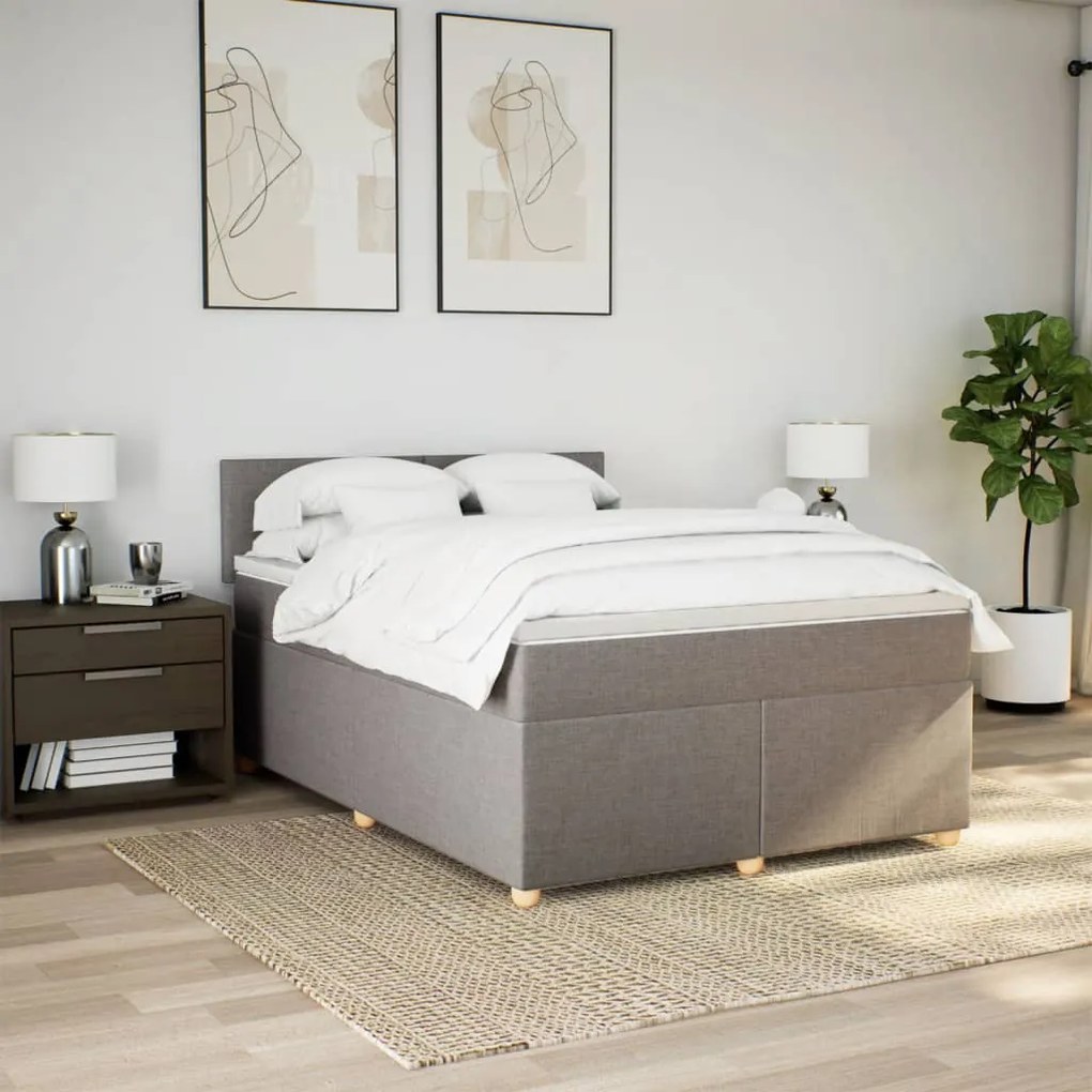 vidaXL Κρεβάτι Boxspring με Στρώμα Taupe 140x200 εκ. Υφασμάτινο