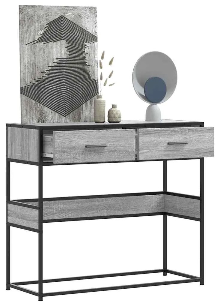 vidaXL Τραπέζι κονσόλας Γκρίζο Σονόμα 90x35x80 cm Ξύλινη κατασκευή