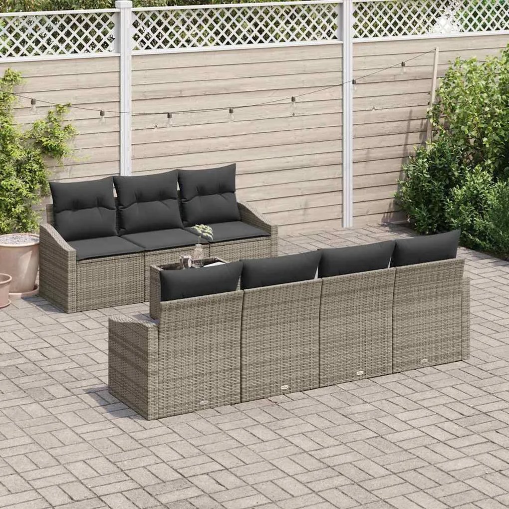 vidaXL Σετ Καναπέ Κήπου με μαξιλάρι 8 pcs Γκρι 55 x 55 x 37 εκ