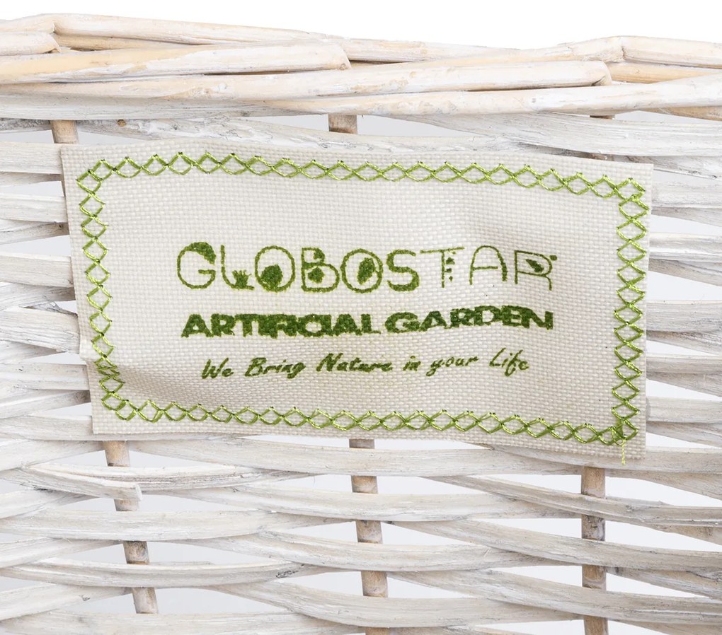 GloboStar® Artificial Garden KYOTO 20590 Διακοσμητικό Πλεκτό Καλάθι - Κασπώ Γλάστρα - Flower Pot Λευκό με Μπεζ Φ22 x Υ25cm