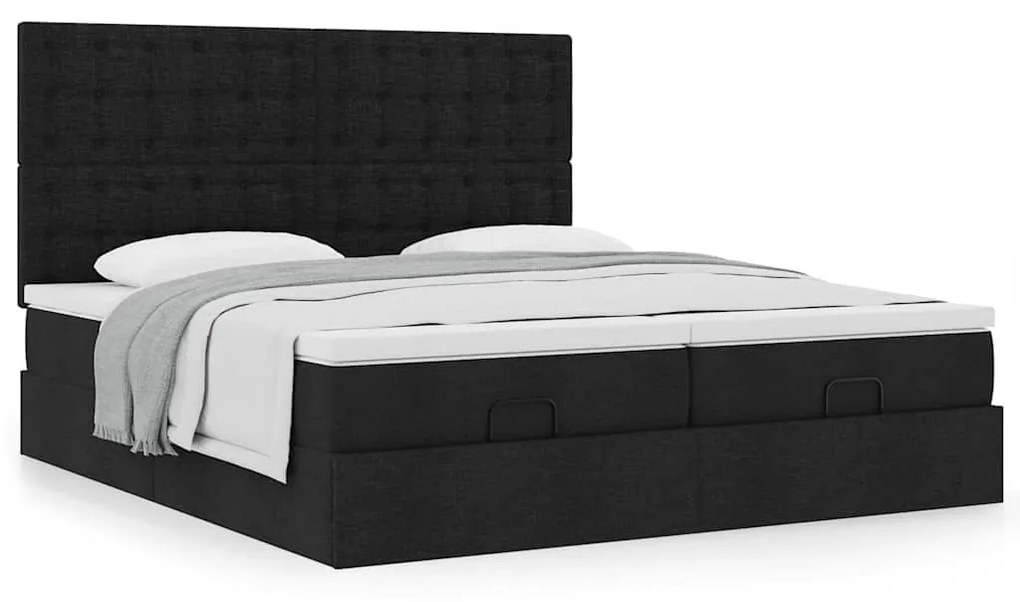 Οθωμανικό κρεβάτι με στρώματα Μαύρο 180x200cm Ύφασμα 3313736