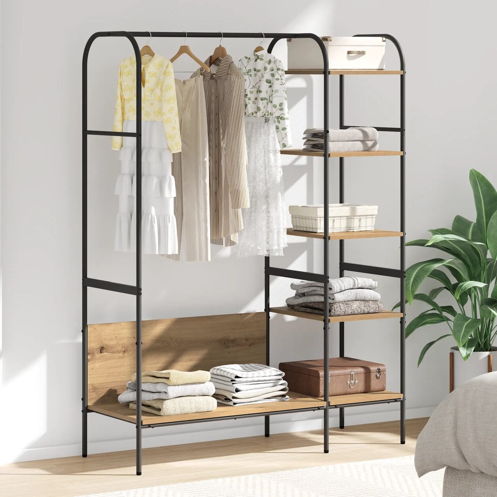 vidaXL Ράφι Ρούχων με Ράφια Ξύλο Δρυός 120x44x160 εκ Σχεδιασμένο Ξύλο