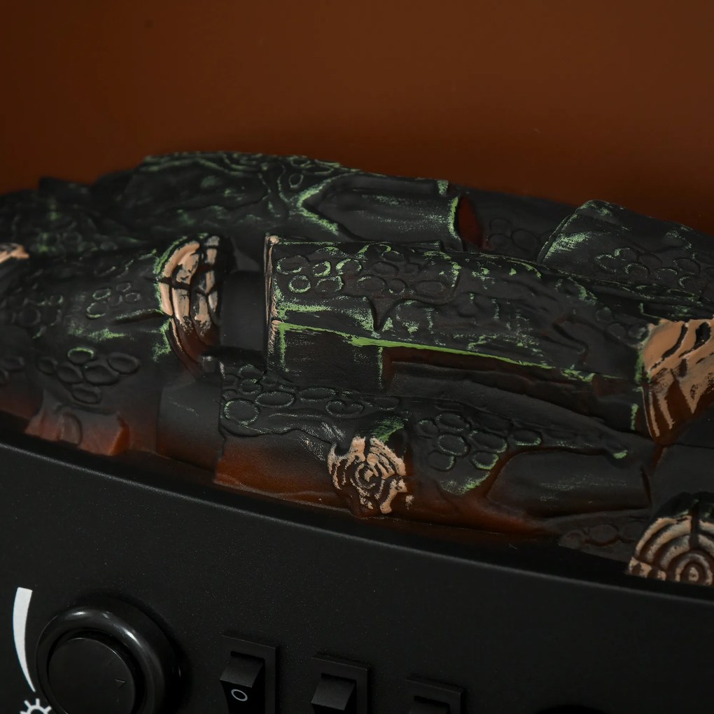 HOMCOM Ηλεκτρικό τζάκι LED αυτόνομο με εφέ φλόγας 900/1800W Μαύρο