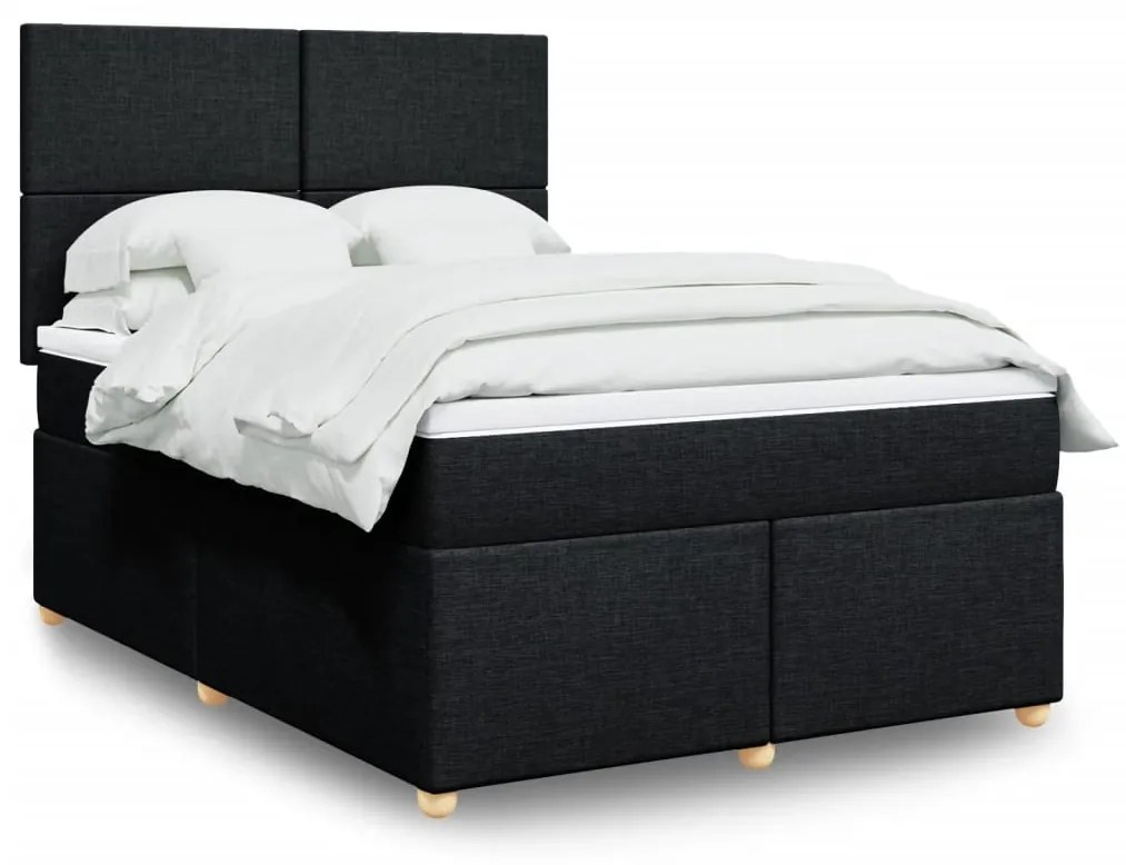 vidaXL Κρεβάτι Boxspring με Στρώμα Μαύρο 140x190 εκ. Υφασμάτινο