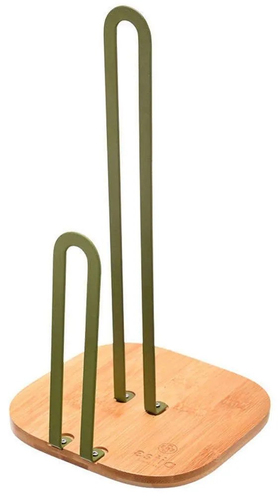 Βάση Χαρτιού Κουζίνας Bamboo Essentials 01-14131 16x16x31,5cm Olive-Natural Estia Metal,Bamboo