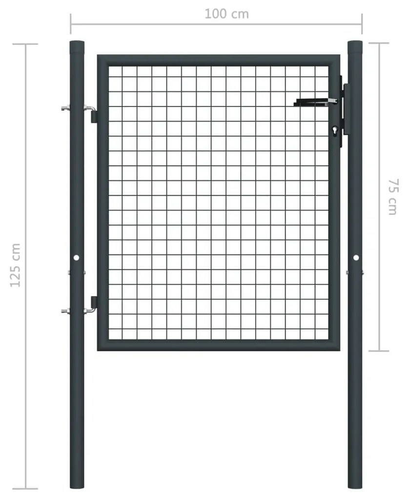 Πόρτα Περίφραξης με Πλέγμα Γκρι 100 x 125 εκ. Γαλβαν. Χάλυβας - Ανθρακί