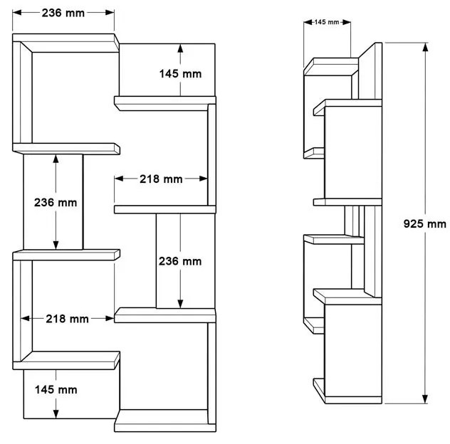 Ραφιέρα Τοίχου Pomar σε Φυσικό - Λευκό 47.2x14.5x92.5εκ. 47.2x14.5x92.5 εκ.