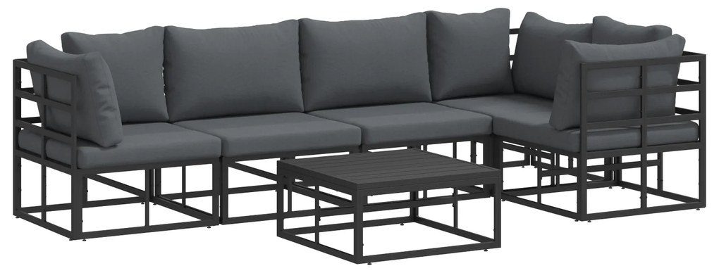 vidaXL Σετ Καναπέ Κήπου 6 pcs Μαύρο 70 x 70 x 32 εκ Αλουμίνιο