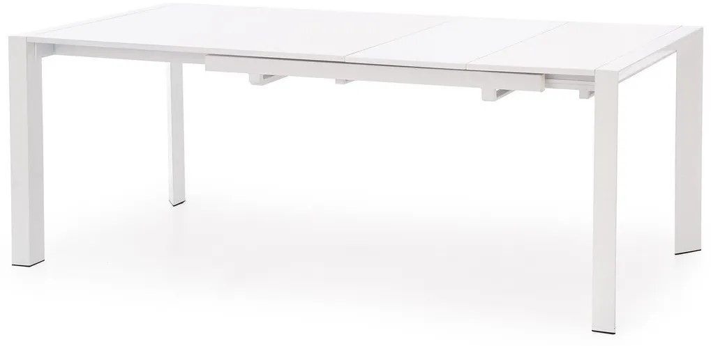 Τραπέζι Houston 124, Γυαλιστερό λευκό, 76x80x130cm, Επιμήκυνση, Ινοσανίδες μέσης πυκνότητας, Μέταλλο