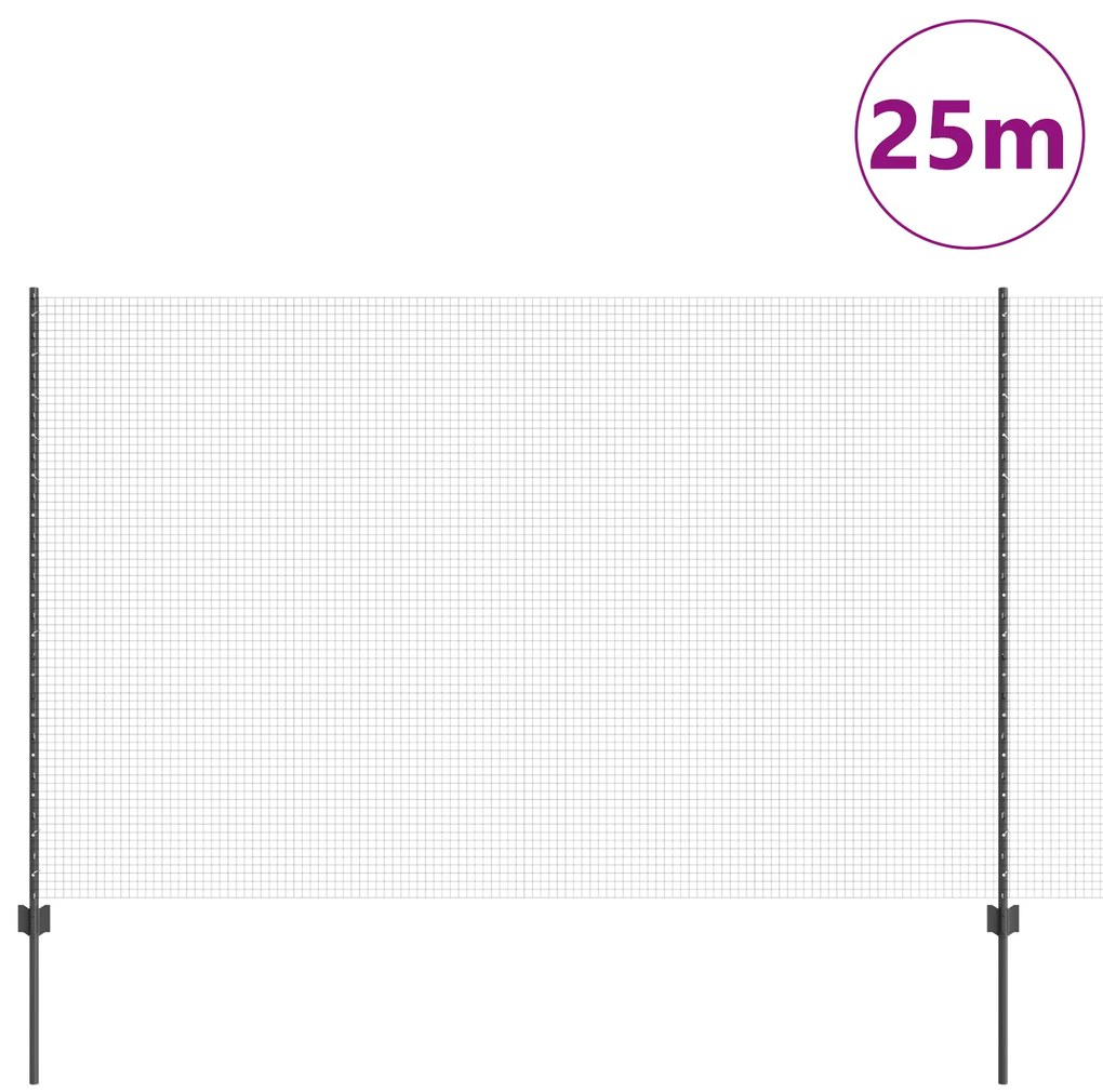vidaXL Σετ Φράχτη Σετ 2 Γκρι Μέταλλο 25 x 1,5 μ. Ανθεκτικός