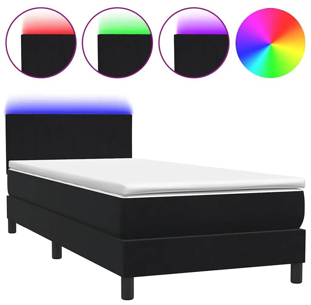 Box Spring Κρεβάτι με στρώμα Μαύρο 80x210 εκ. Βελούδινο - Μαύρο