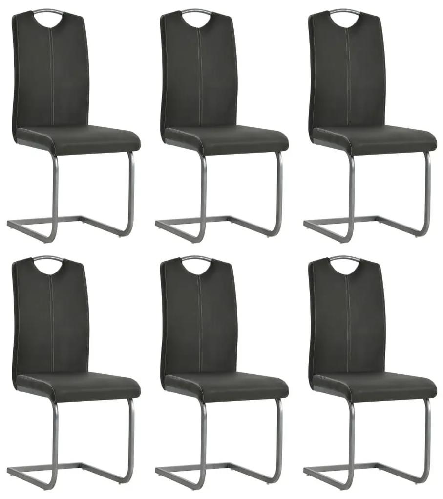 Καρέκλες Τραπεζαρίας «Πρόβολος» 6 τεμ. Γκρι από Συνθετικό Δέρμα - Γκρι