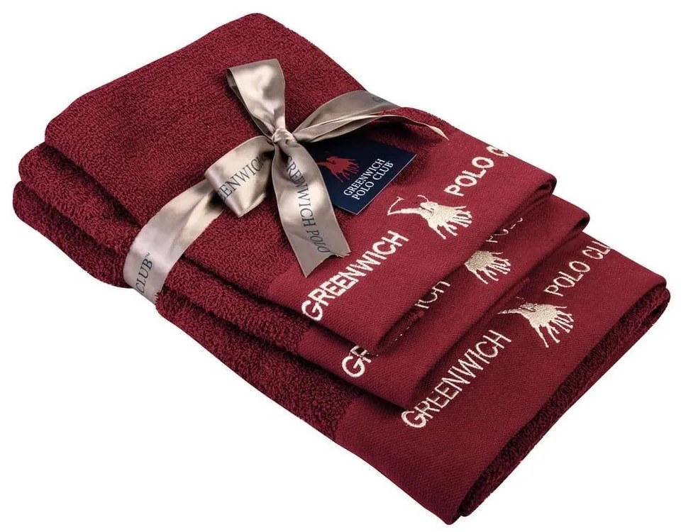 Πετσέτες 2669 (Σετ 3τμχ) Bordo Greenwich Polo Club Σετ Πετσέτες 70x140cm 100% Cotton