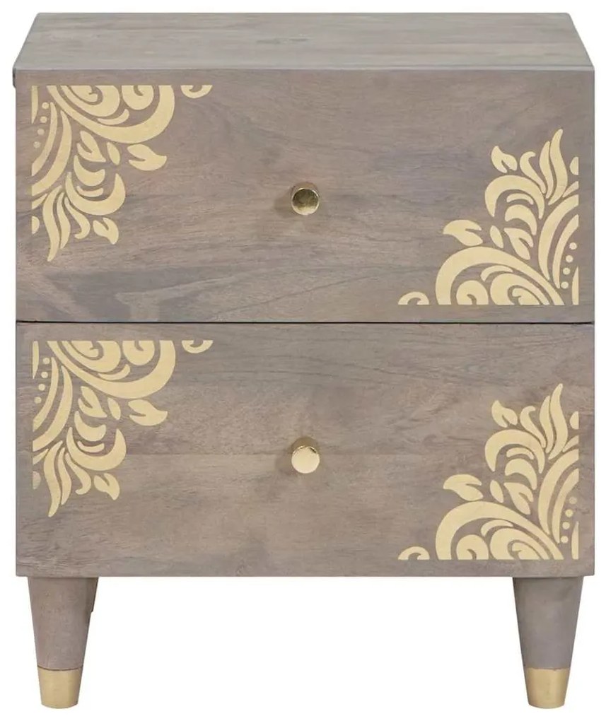 vidaXL Κομοδίνο 2 pcs Γκρι 40 x 33 x 46 εκ. Μασίφ ξύλο μάνγκο