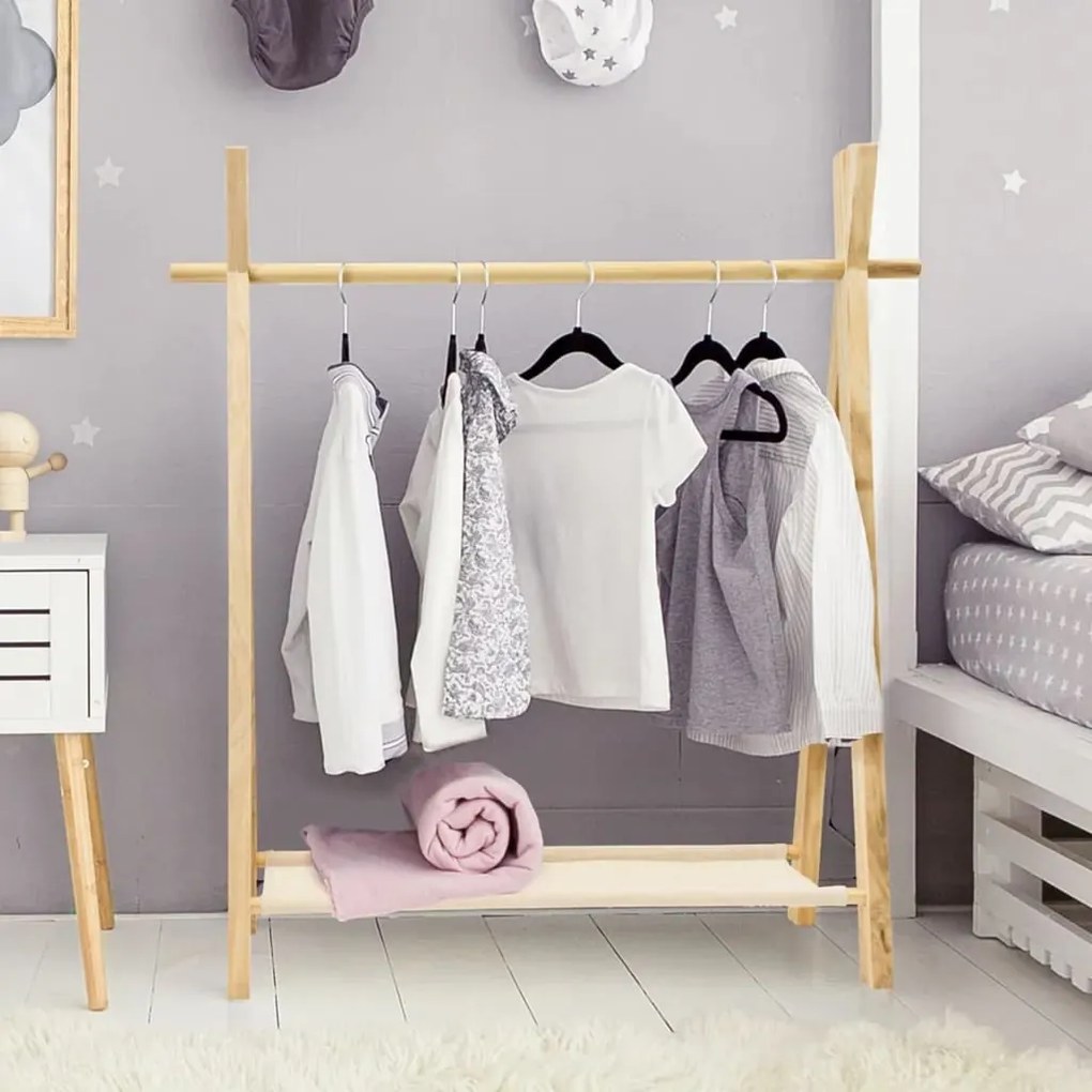 Storage solutions Παιδική Κρεμάστρα Ρούχων με 1 Ράφι από Ξύλο Πεύκου