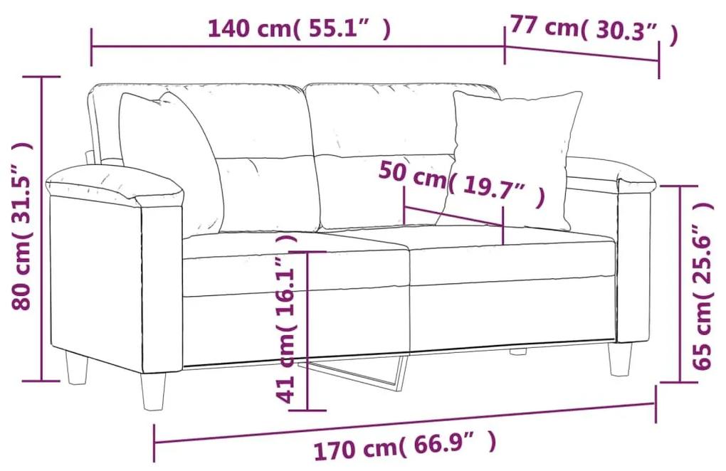 Καναπές Διθέσιος με Μαξιλάρια Αν. Γκρι 140 εκ. Ύφασμα Μικροϊνών - Γκρι