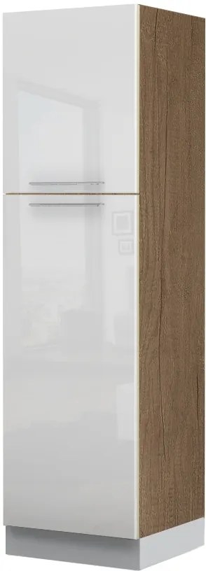 Επιδαπέδιο ντουλάπι ψηλό Raval K21-60-2KF-Φυσικό σκούρο - Λευκό γυαλιστερό - 60.00Χ60.00Χ216.00cm