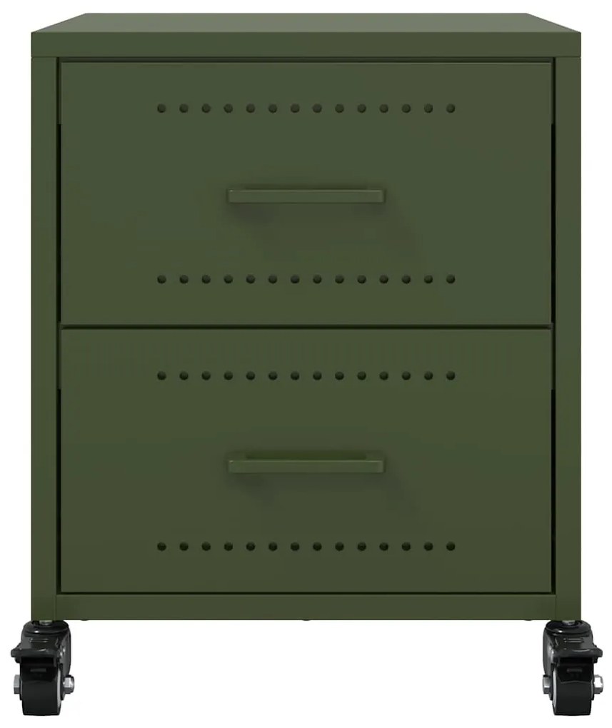 vidaXL Κομοδίνο Πράσινο Λαδί 36x39x43,5 εκ. από Χάλυβα