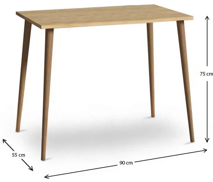 Τραπέζι Fiona Megapap από μελαμίνη χρώμα oak 90x55x75εκ.