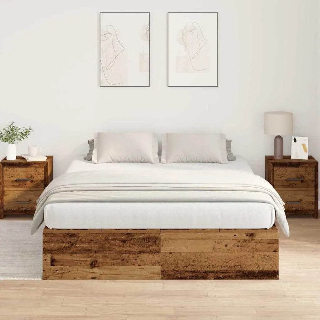 vidaXL Σκελετός Κρεβατιού Παλαιό ξύλο 200 x 180 x 31.5 εκ.