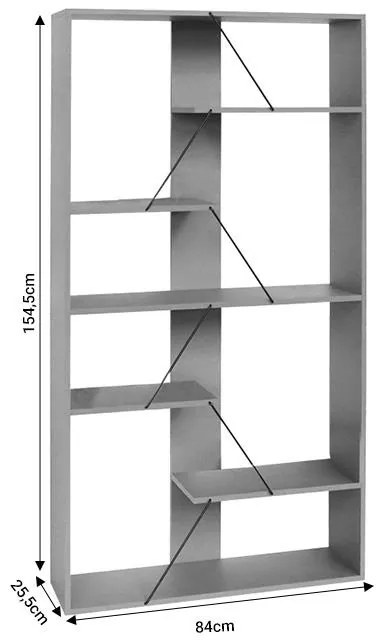 Βιβλιοθήκη Tars οακ-μαύρο 84x25.5x154.5εκ 84x25.5x154.5 εκ.