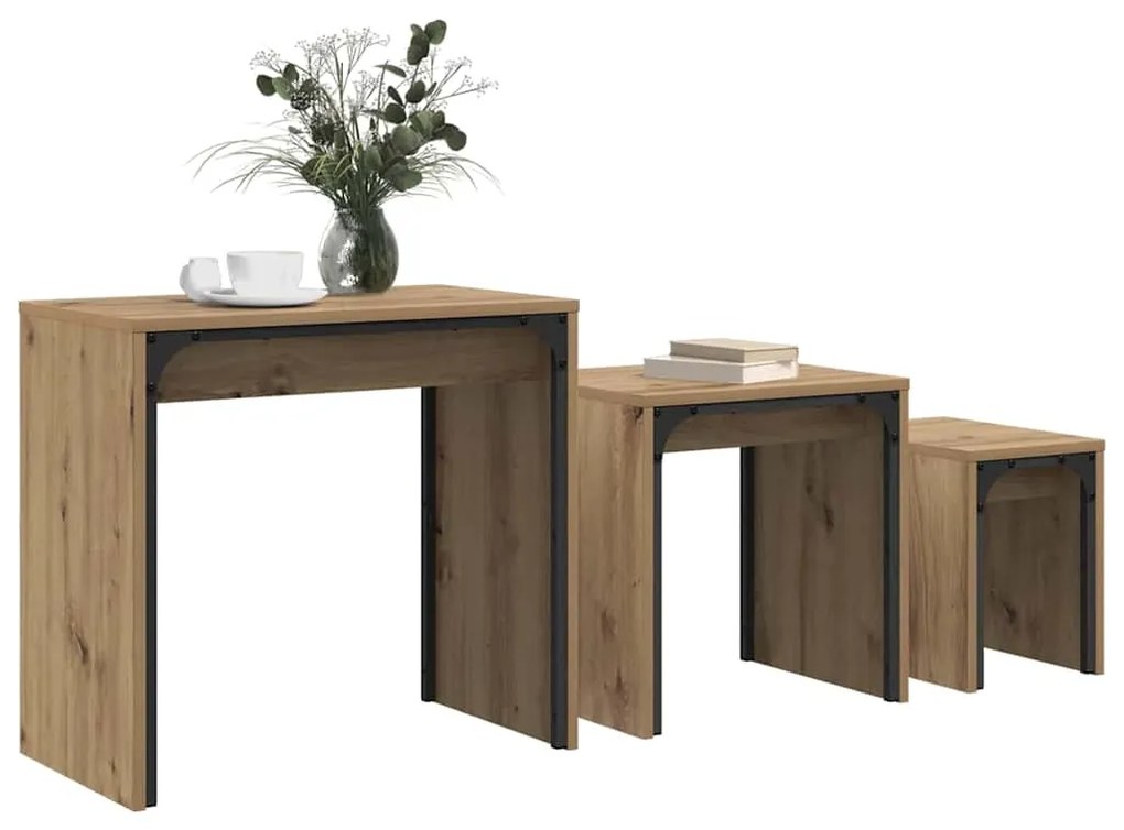 vidaXL Φωτιστικό Τραπεζάκι 3 pcs artisan δρυς 60 x 35 x 56 εκ.
