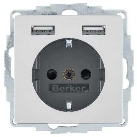 Πρίζα Σούκο με 2xUSB Αλουμίνιο Berker 48036084 Hager-48036084-Αλουμίνιο 48036084