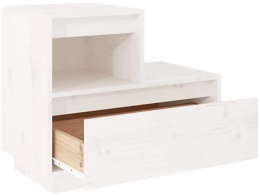 vidaXL Κομοδίνα 2 τεμ. Λευκά 60 x 34 x 51 εκ. από Μασίφ Ξύλο Πεύκου