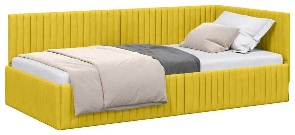 vidaXL Κρεβάτι Γωνίας με κεφαλάρι Κίτρινο 100 x 200 cm Βελούδο