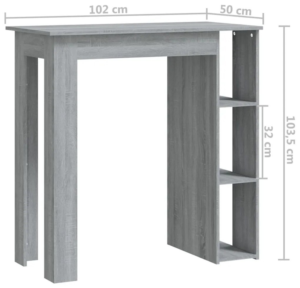 Τραπέζι Κονσόλα Γκρι Sonoma 102x50x103,5 εκ. από Επεξεργ. Ξύλο 812964