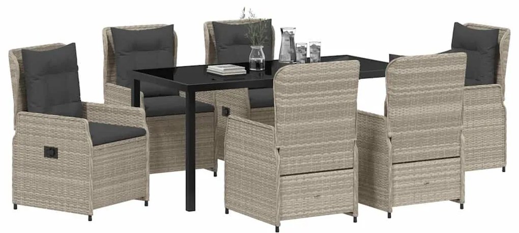 vidaXL Σέτ φαγητού για κήπο 7 pcs Ανοιχτό γκρι συνθετικό ρατάν