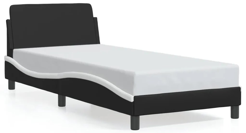 vidaXL Πλαίσιο Κρεβατιού Dover Μαύρο/Λευκό 90x200εκ. Συνθ. Δέρμα