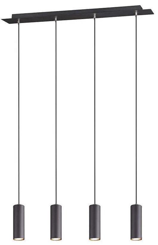 Φωτιστικό Οροφής-Ράγα Marley 75x150x9cm Black Mat 312400432 Trio Lighting Metal
