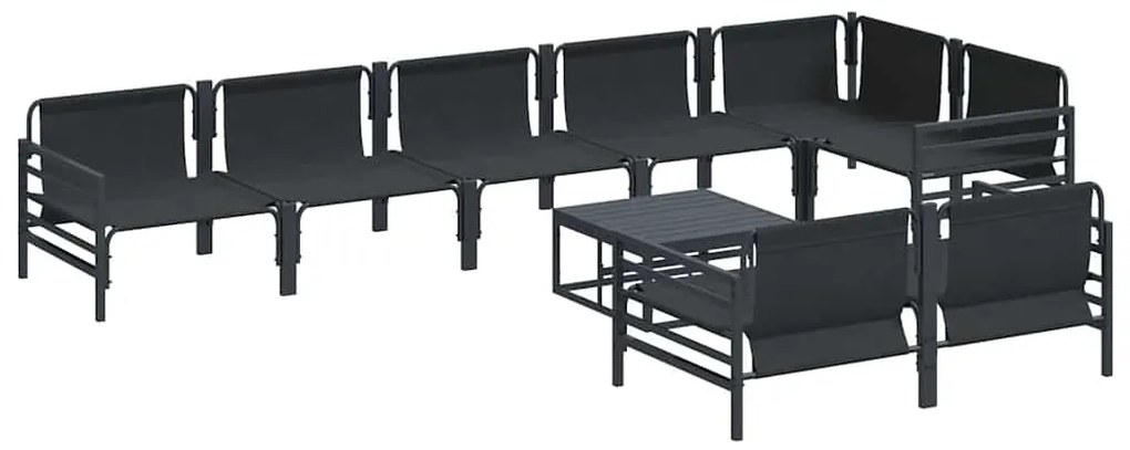 vidaXL Σετ Καναπέ Κήπου με μαξιλάρι 9 pcs Μαύρο Ατσάλι