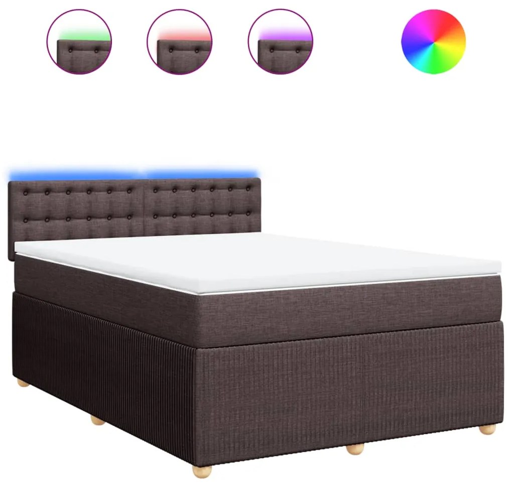 vidaXL Κρεβάτι Boxspring με Στρώμα Σκούρο Καφέ 160x200 εκ Υφασμάτινο