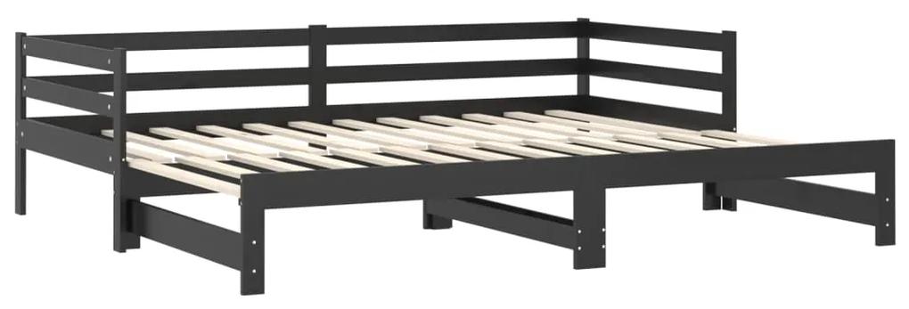 vidaXL Καναπές Κρεβάτι Συρόμενος Μαύρος 2x(90x200) εκ. Ξύλο Πεύκου