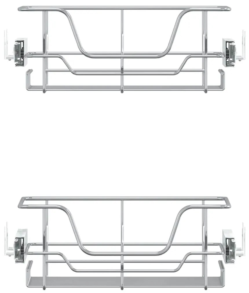 vidaXL Καλάθια Συρμάτινα Συρόμενα 2 Τεμ. Ασημί 45 εκ.