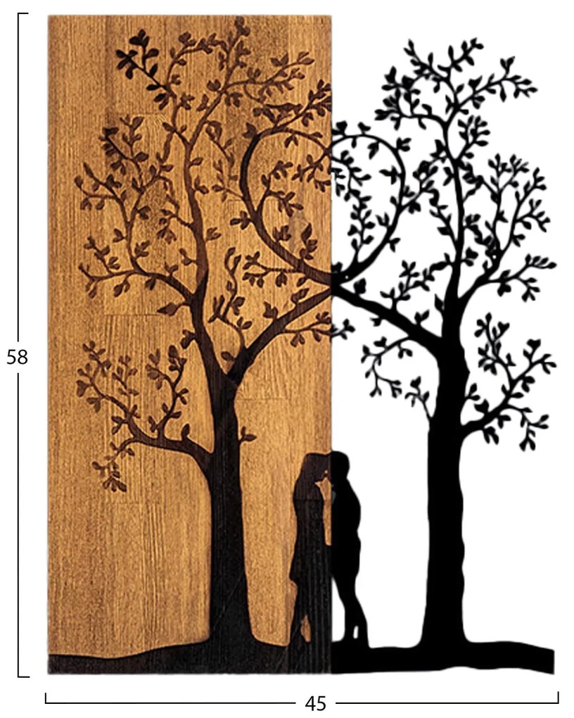 Διακοσμητικό Τοίχου C4753 Μέταλλο Μαύρο - Ξύλο 45x3(βάθος)x58Υεκ. 45x3x58 εκ.