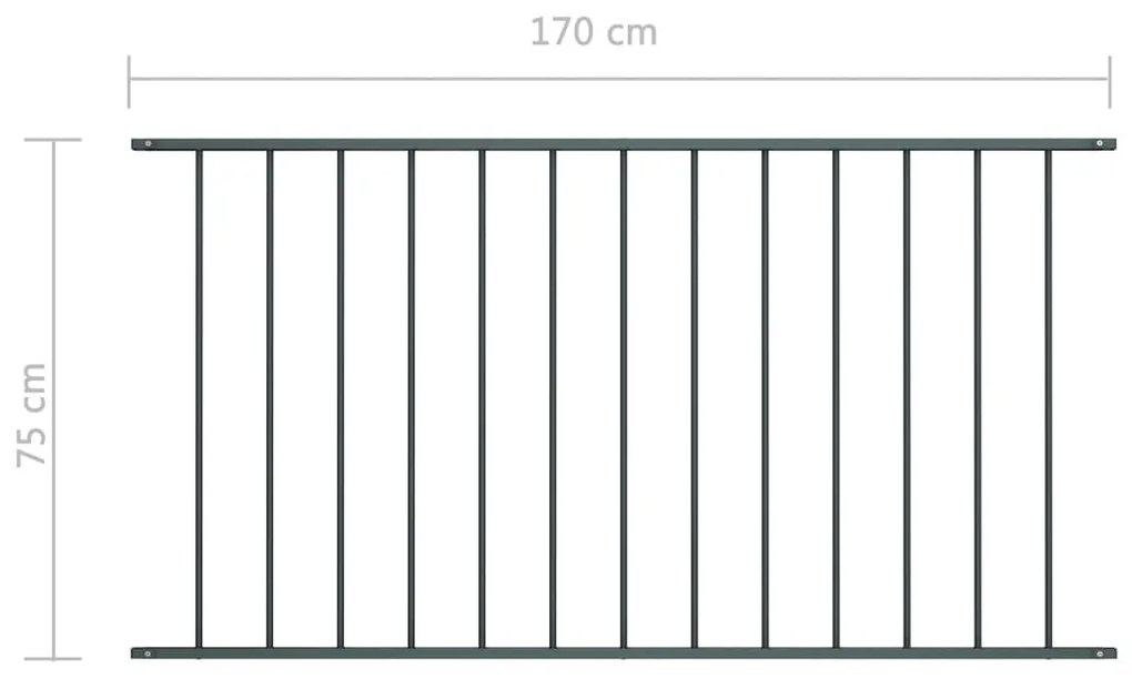 Πάνελ Περίφραξης Ανθρακί 1,7x0,75 μ Ατσάλι με Ηλεκτροστατ. Βαφή - Ανθρακί