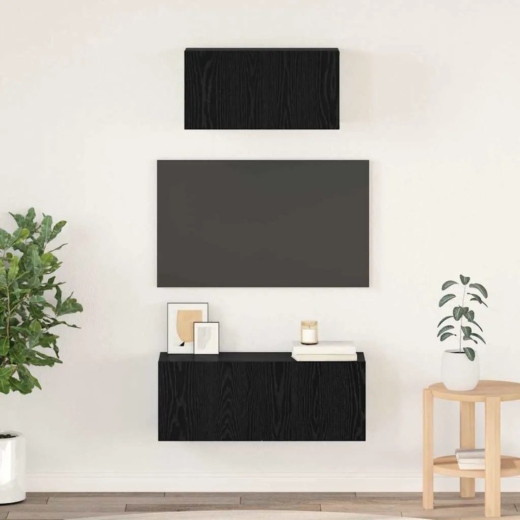 vidaXL Σετ επίπλου τηλεόρασης 2 pcs Μαύρη δρυς 80 x 30 x 30 εκ