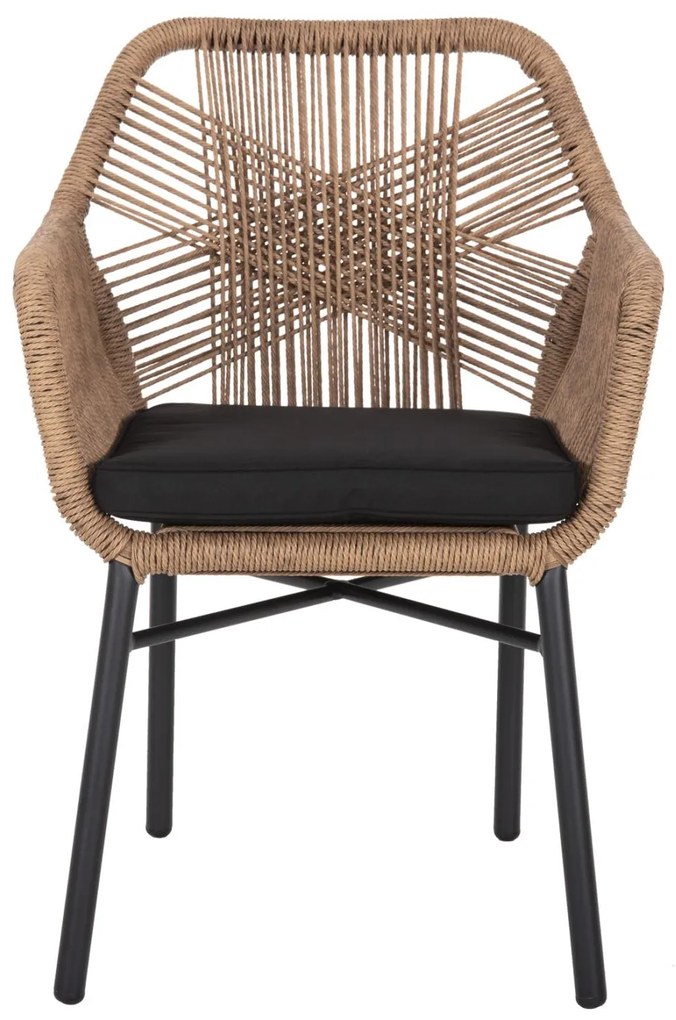 Καρέκλα - Πολυθρόνα TOPIN C6048.02 Μαύρη Αλουμινίου με Ρ.Ε. Rattan Μπέζ και Μαύρο Μαξιλάρι 57x65x84Υ εκ. 57x65x84 εκ.