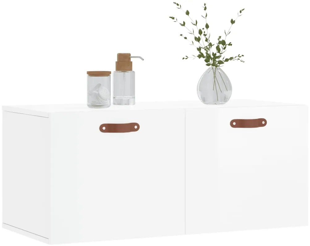 vidaXL Ντουλάπι Τοίχου Γυαλιστερό Λευκό 80x36,5x35 εκ. Επεξεργ. Ξύλο