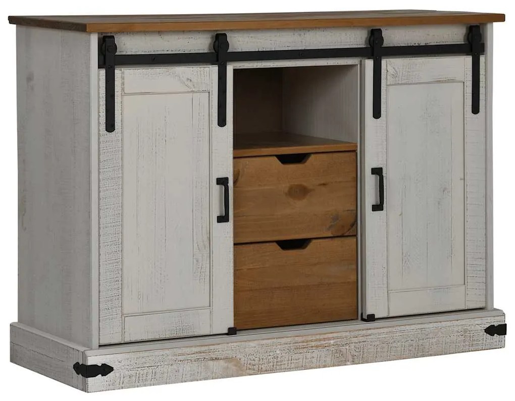 vidaXL Sideboard HALDEN 2 συρόμενες πόρτες Λευκό 112x40x80 cm