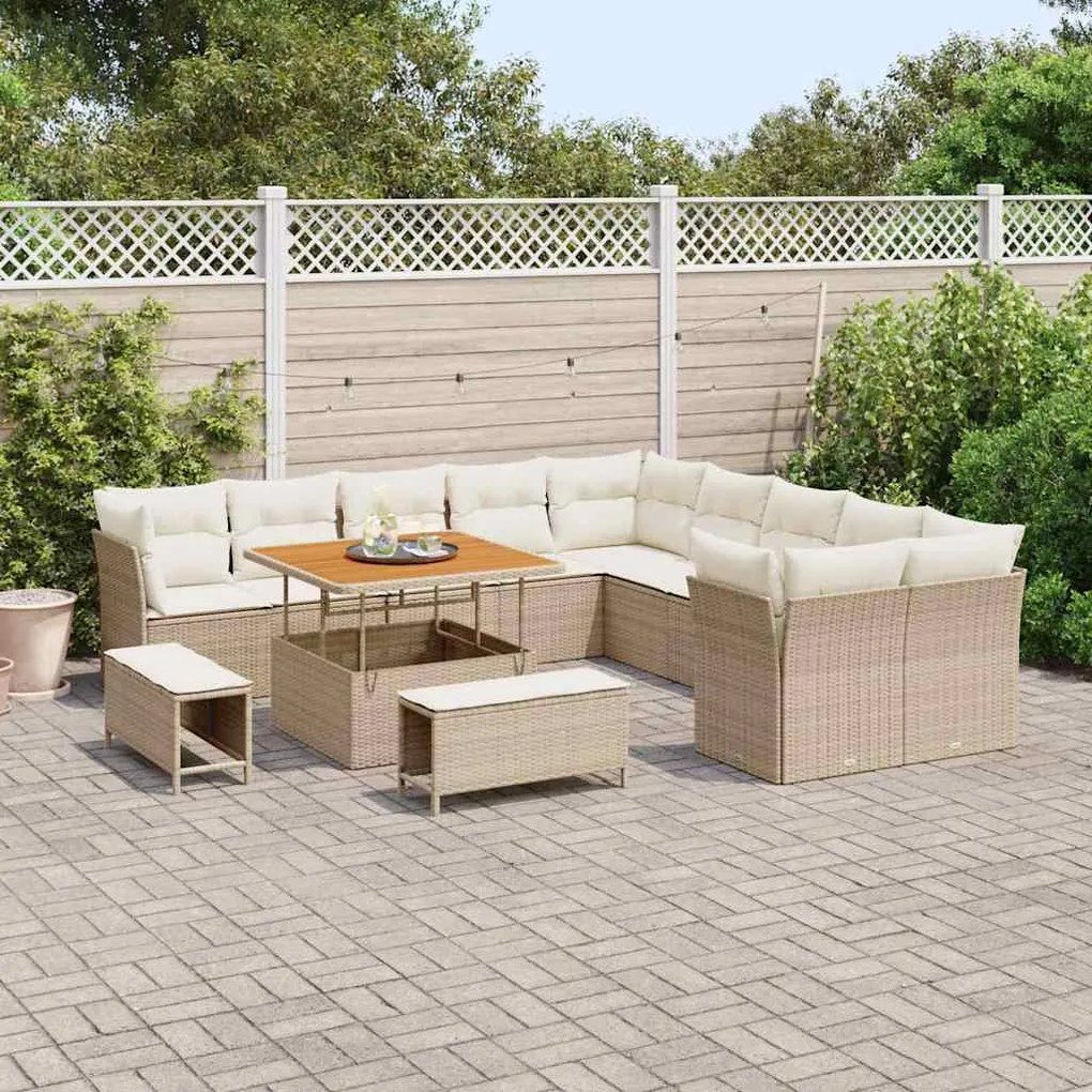 vidaXL Σετ Καναπέ Κήπου 13 pcs Μπεζ συνθετικό ρατάν