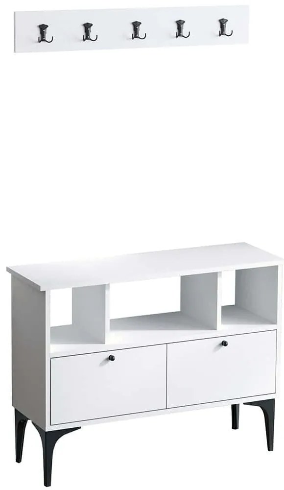 Έπιπλο Εισόδου Daisy 393MRD1128 100x35x75cm White-Black Μοριοσανίδα, Μελαμίνη
