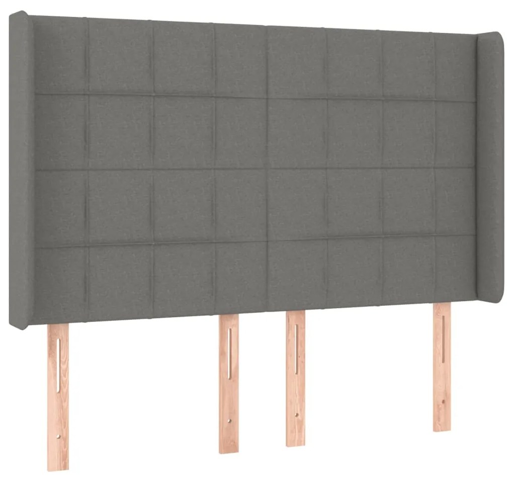 Κεφαλάρι Κρεβατιού LED Σκούρο Γκρι 147x16x118/128εκ. Υφασμάτινο 3124047