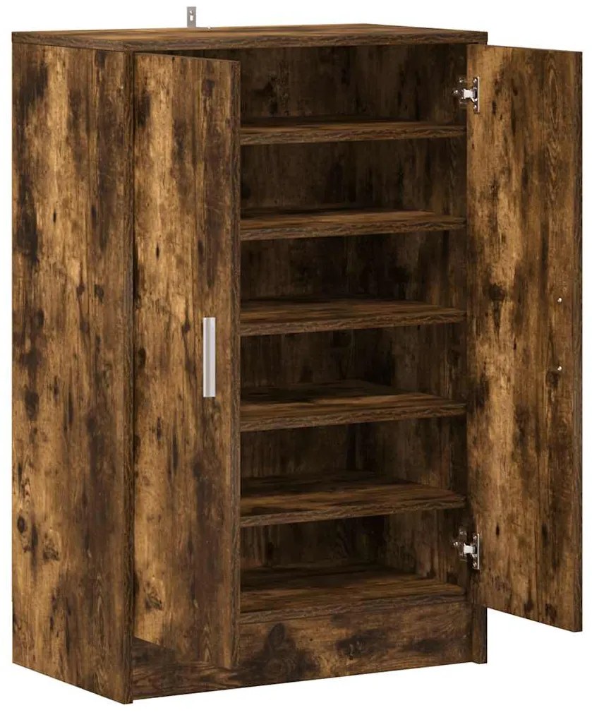 vidaXL Παπουτσοθήκη Καπνιστή Δρυς 60x35x92 εκ. από Επεξεργασμένο Ξύλο