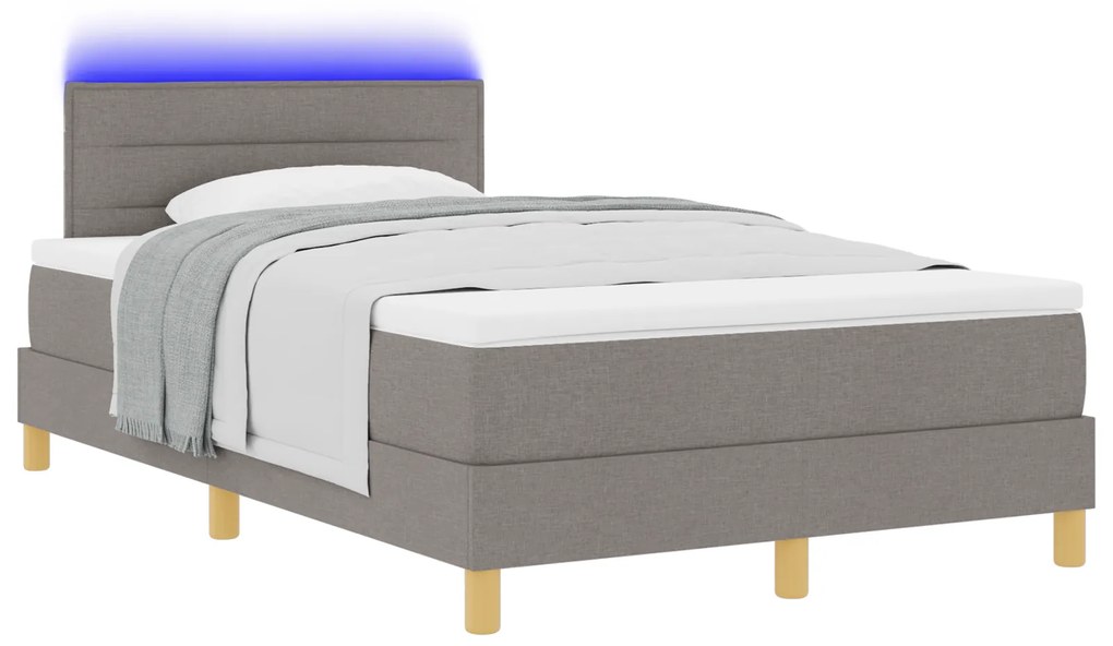 vidaXL Κρεβάτι Σπίντο με Στρώμα & LED Γκρι 120x200 εκ. Ύφασμα