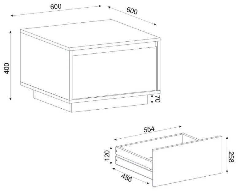 ΤΡΑΠΕΖΑΚΙ ΣΑΛΟΝΙΟΥ PURA MEGAPAP ΧΡΩΜΑ SAPPHIRE OAK 60X60X40ΕΚ.